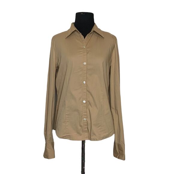 Old Navy beige buttoned long sleeves stretch shirt size M - Picture 1 of 8